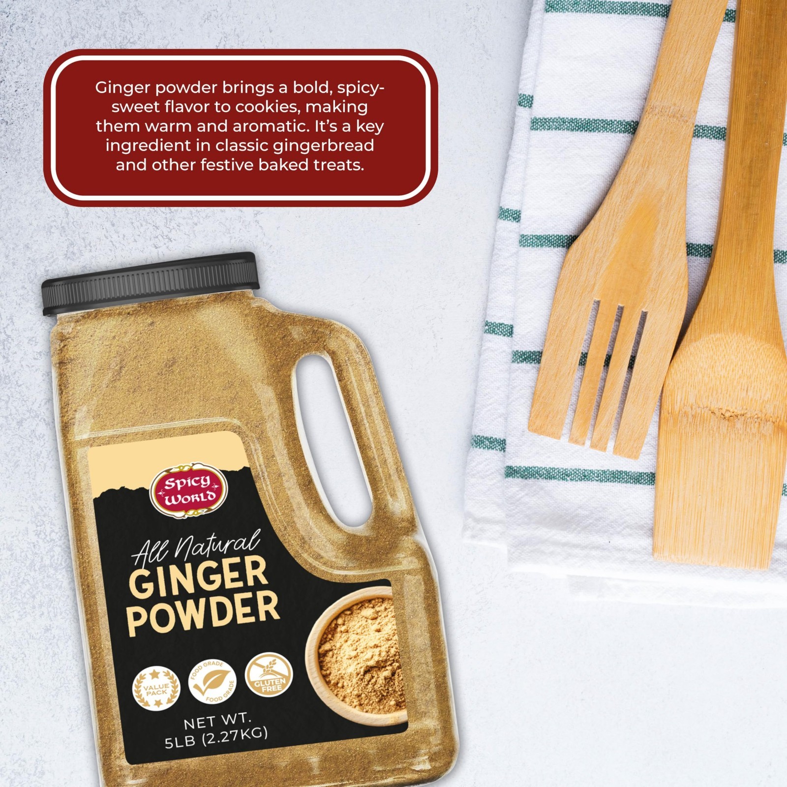 Bulk Ginger Powder 5 LB – Gluten Free Ground Dried Ginger Root for Cooking, Baki