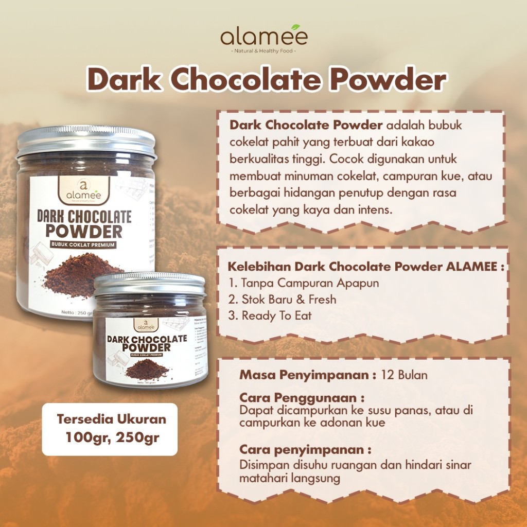 Dark Chocolate Powder 100g Cocoa Drink Mix For Baking Pantry Staple