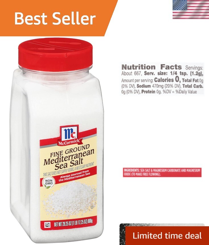 28.25 oz Mediterranean Sea Salt in Non-Breakable Bottle – Ideal for Cooking