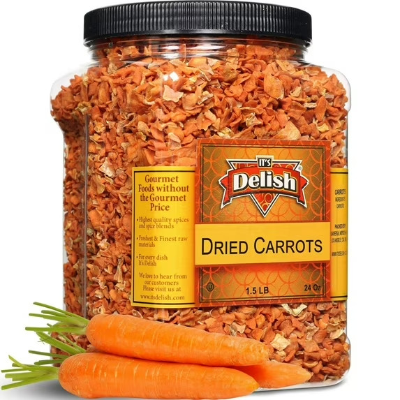 Carrots 36 Oz 2.25 Lb Jumbo Size Reusable Container of Dehydrated Carrot Dices