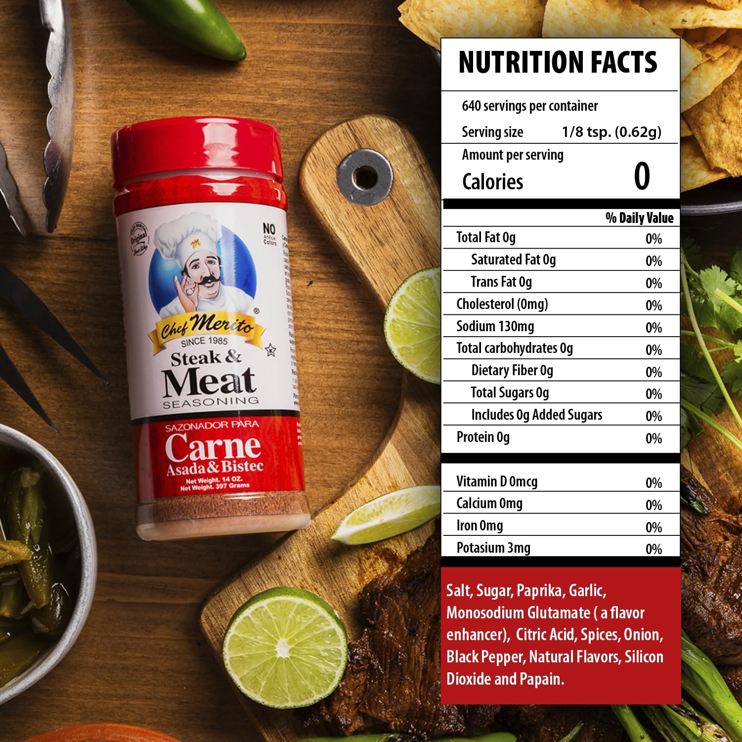 Chef Merito Carne Asada Meat Seasoning, 14 Ounce