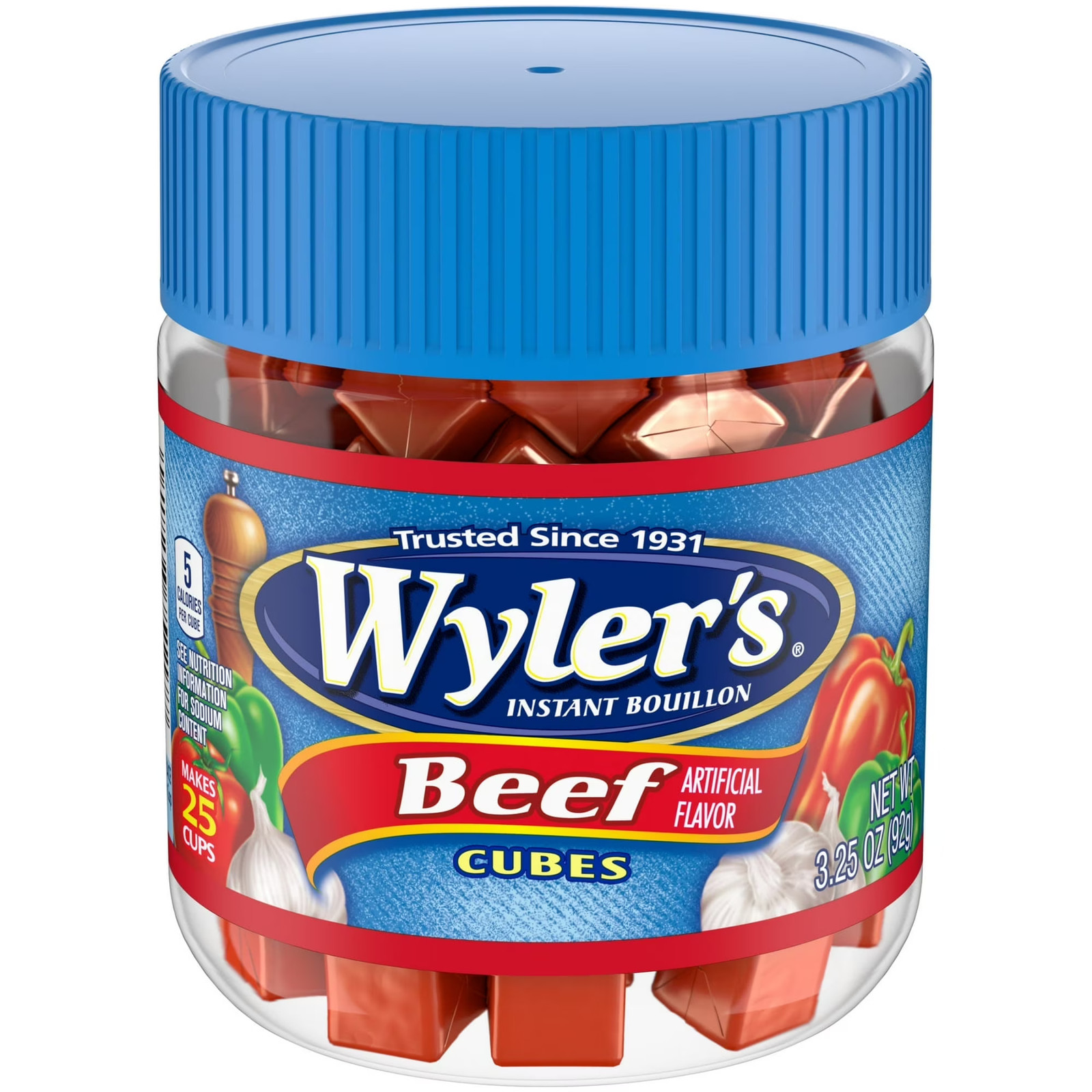 Wyler’s Instant Bouillon Beef Flavored Cubes, 3.25 oz Jar pack of 3