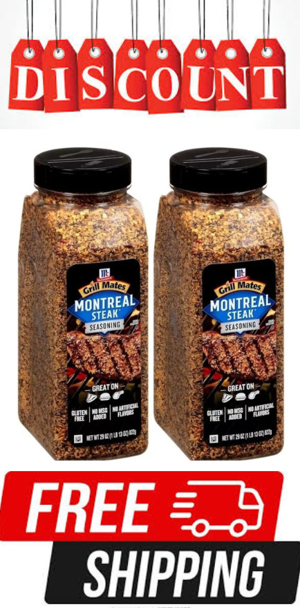 2 PACK – McCormick Grill Mates MONTREAL STEAK SEASONING 29 oz. (Total 58 oz.)
