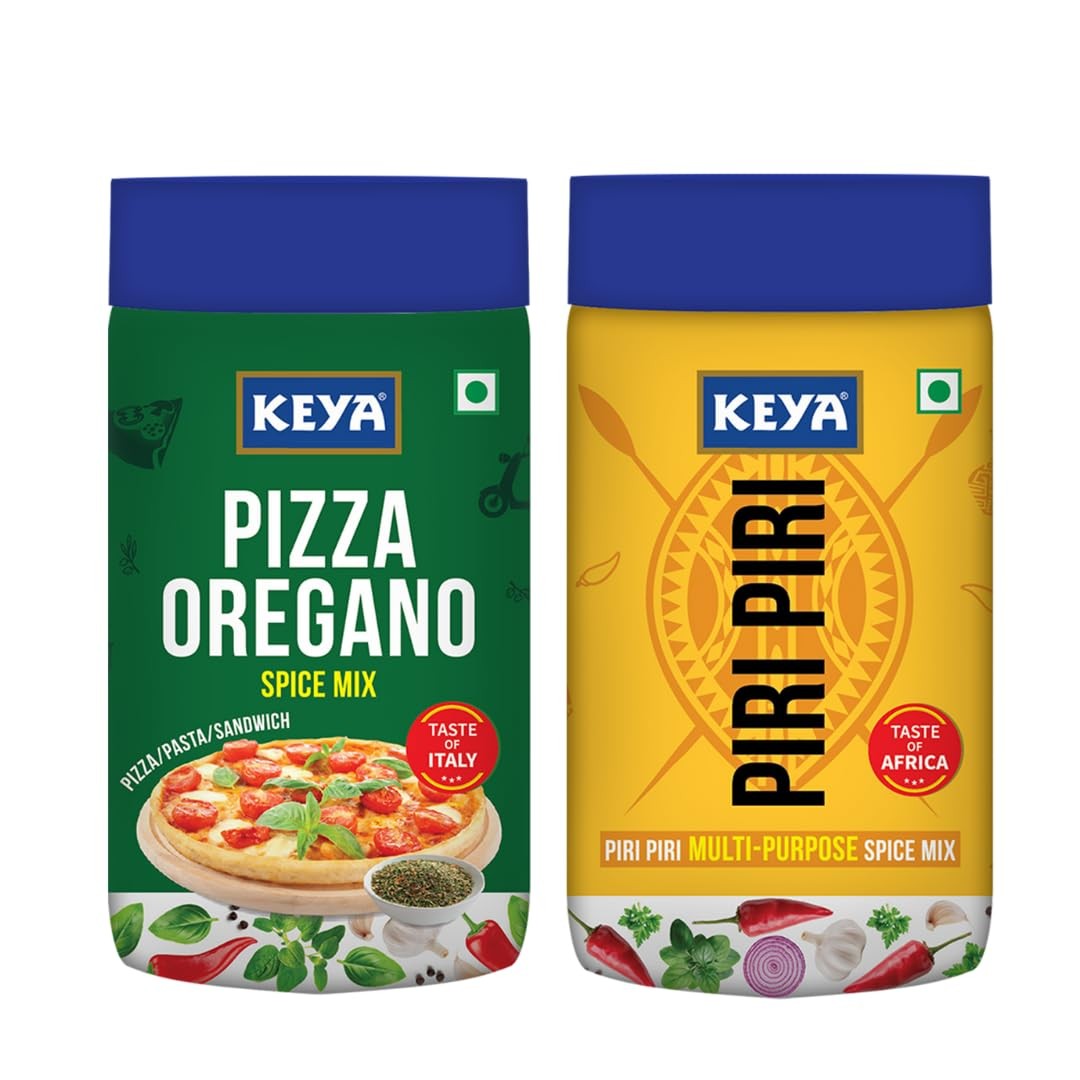 Keya Oregano & Piri Piri Spice Combo | Pizza Pasta Seasoning | Natural 2 Pack