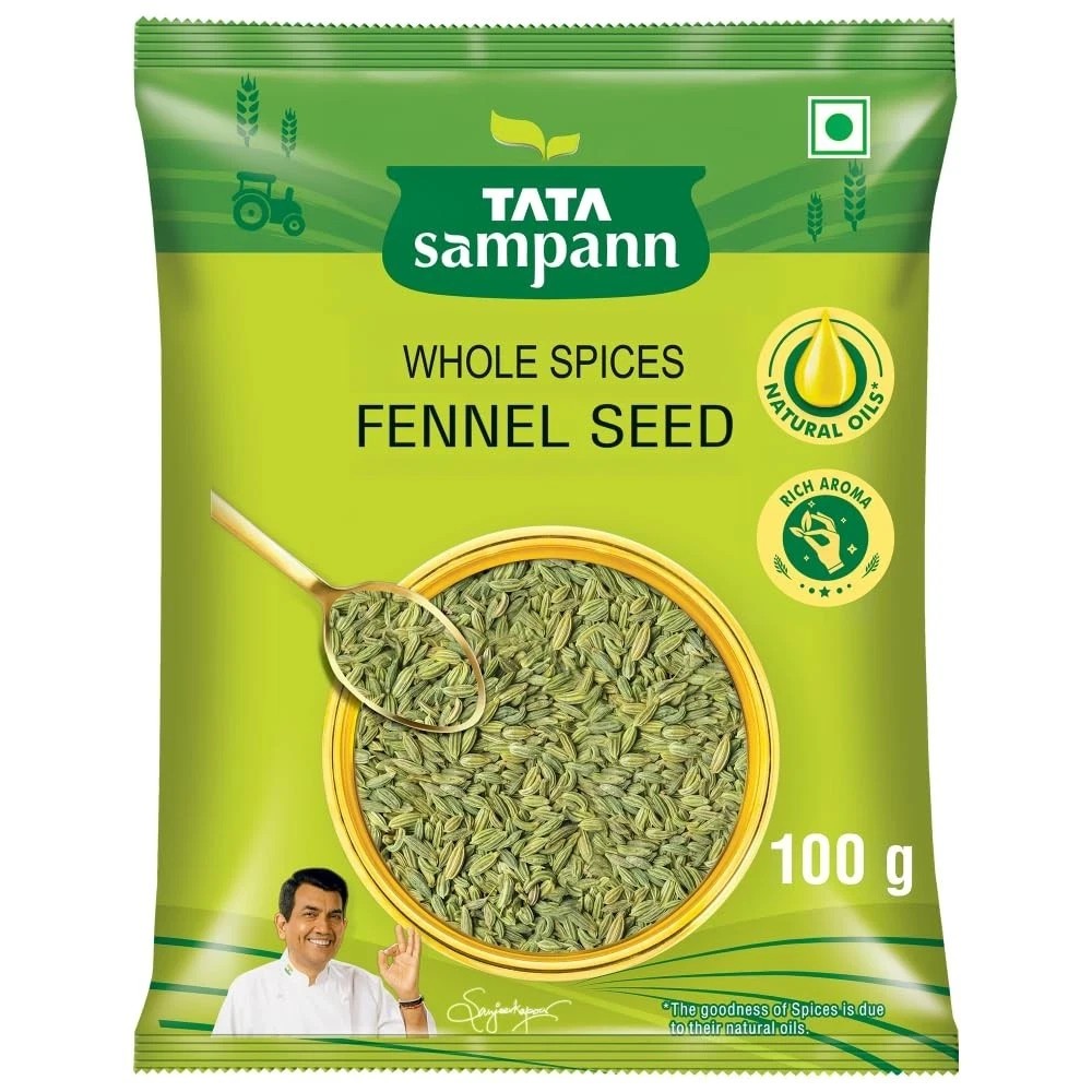 Tata Sampann Fennel Seed (Saunf), Whole Spices, Rich Aroma 100g (Pack of 2)