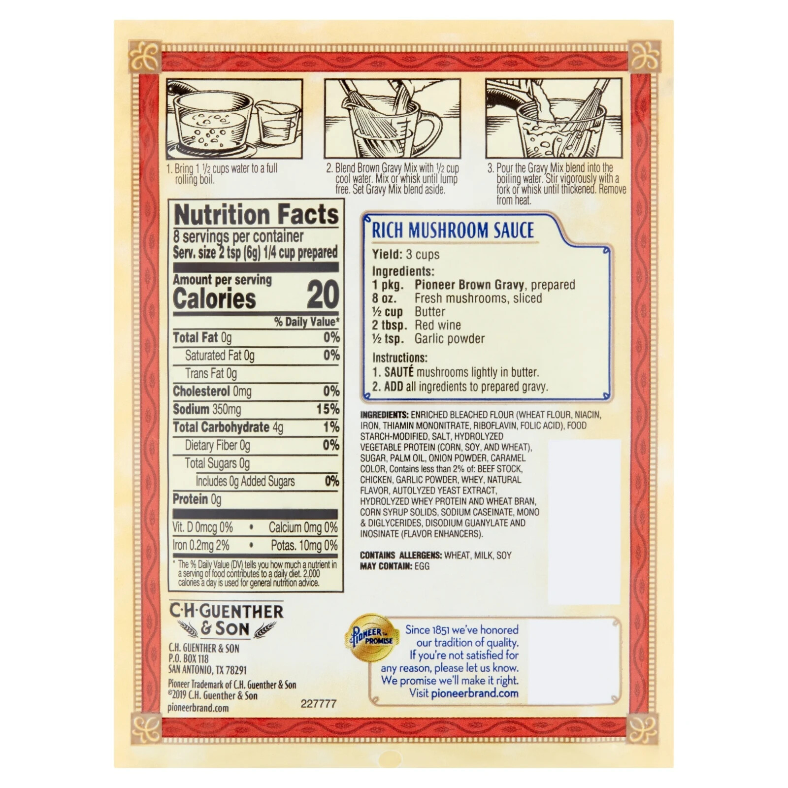 8-Pack Pioneer Premium Brown Gravy Mix, 1.61 oz Packets Mix in every meal.