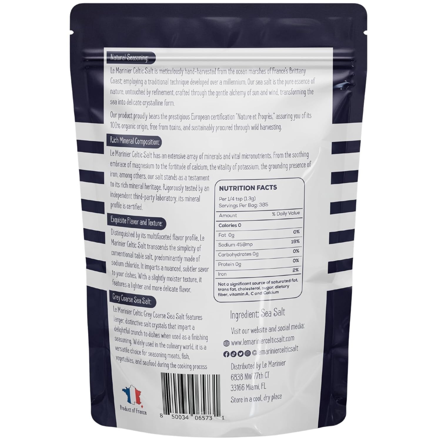Light Grey Celtic Sea Salt Natural No Additives Hand Harvested Resealable Bag