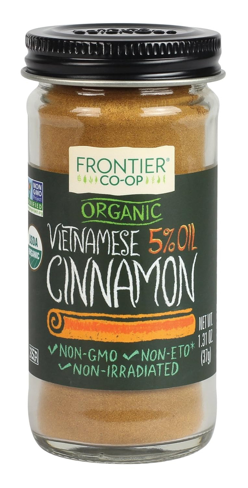 Organic Ground Vietnamese Cinnamon, 1.31 Ounce Bottle, Premium Quality Cinnamon,