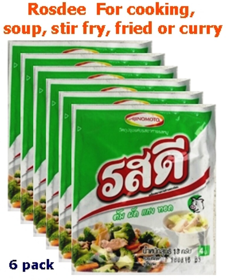 Set of 6 pcs. Ajinomoto Rosdee Pork Flavor, Seasoning Powder Thai Cooking Food.