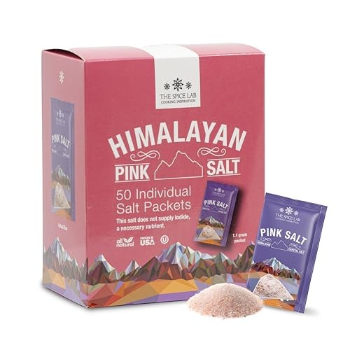 The Spice Lab Himalayan Pink Salt – Fine – 50 Salt Packets- Gourmet Pure Crystal