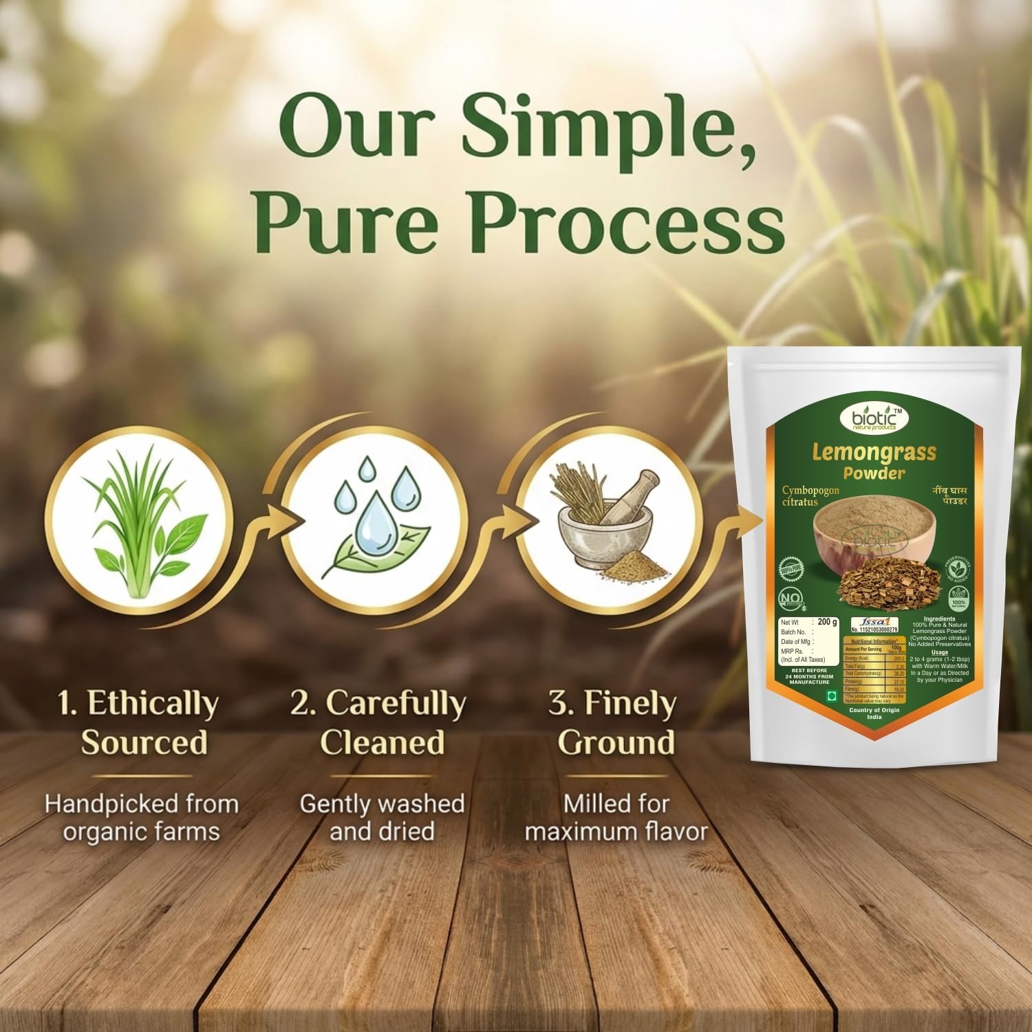 BIOTIC NATURAL DRIED LEMONGRASS POWDER – 100g