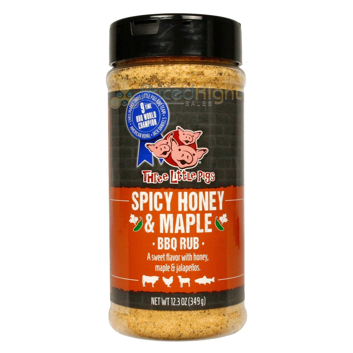 Three Little Pigs Spicy Honey & Maple BBQ Rub Sweet Heat Chicken Pork 12.3oz