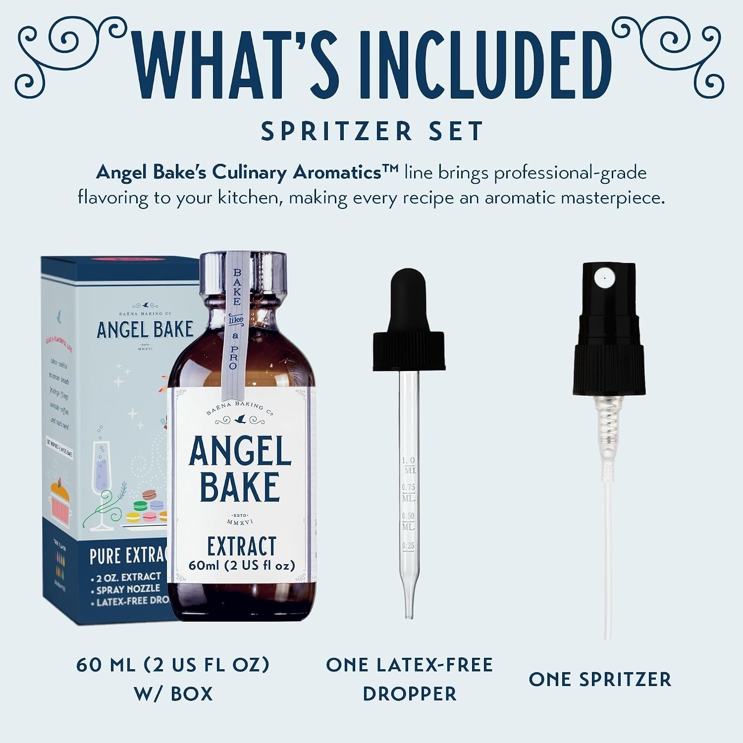 Angel Bake 2 Oz Lavender Extract Gift Set with Spritzer & Dropper – 200 Servings