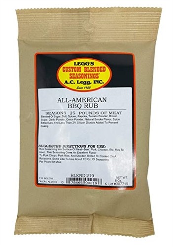 AC Legg Blend 219 All American BBQ Rub 8 oz Sweet Tangy for Ribs Pork Chicken