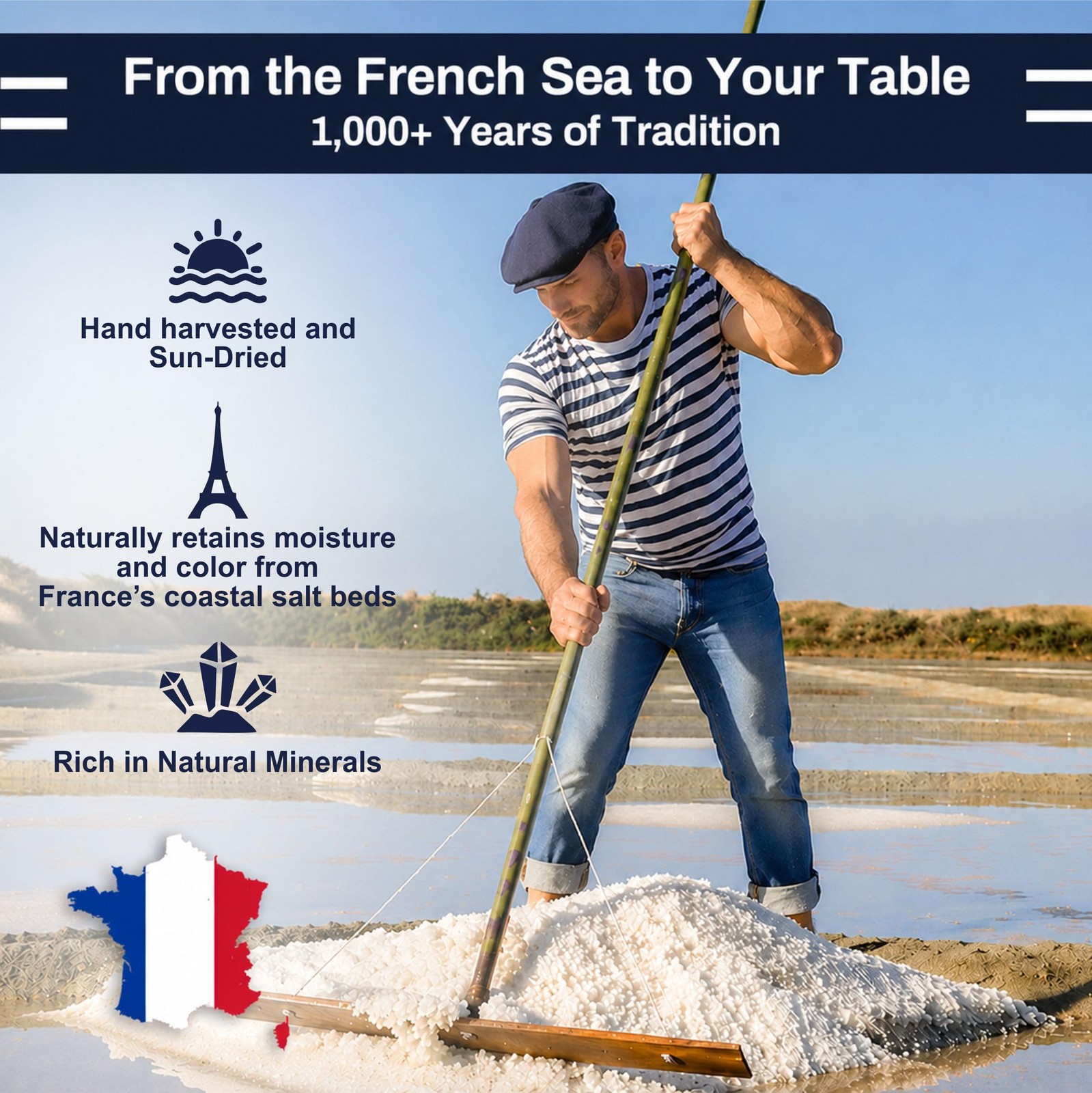 Le Marinier Celtic Salt Organic Fine Ground, 1.1lb 18oz. Mineral Rich. 100% …