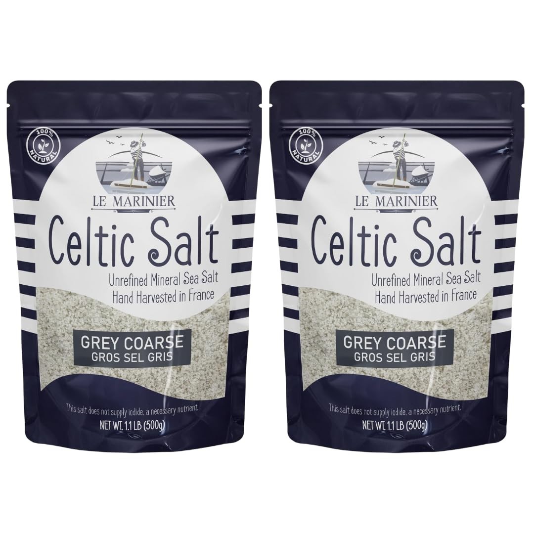 Organic Grey Coarse Sea Salt – 1.1lb (Pack of 2) – Mineral Rich, Unrefined, Natu