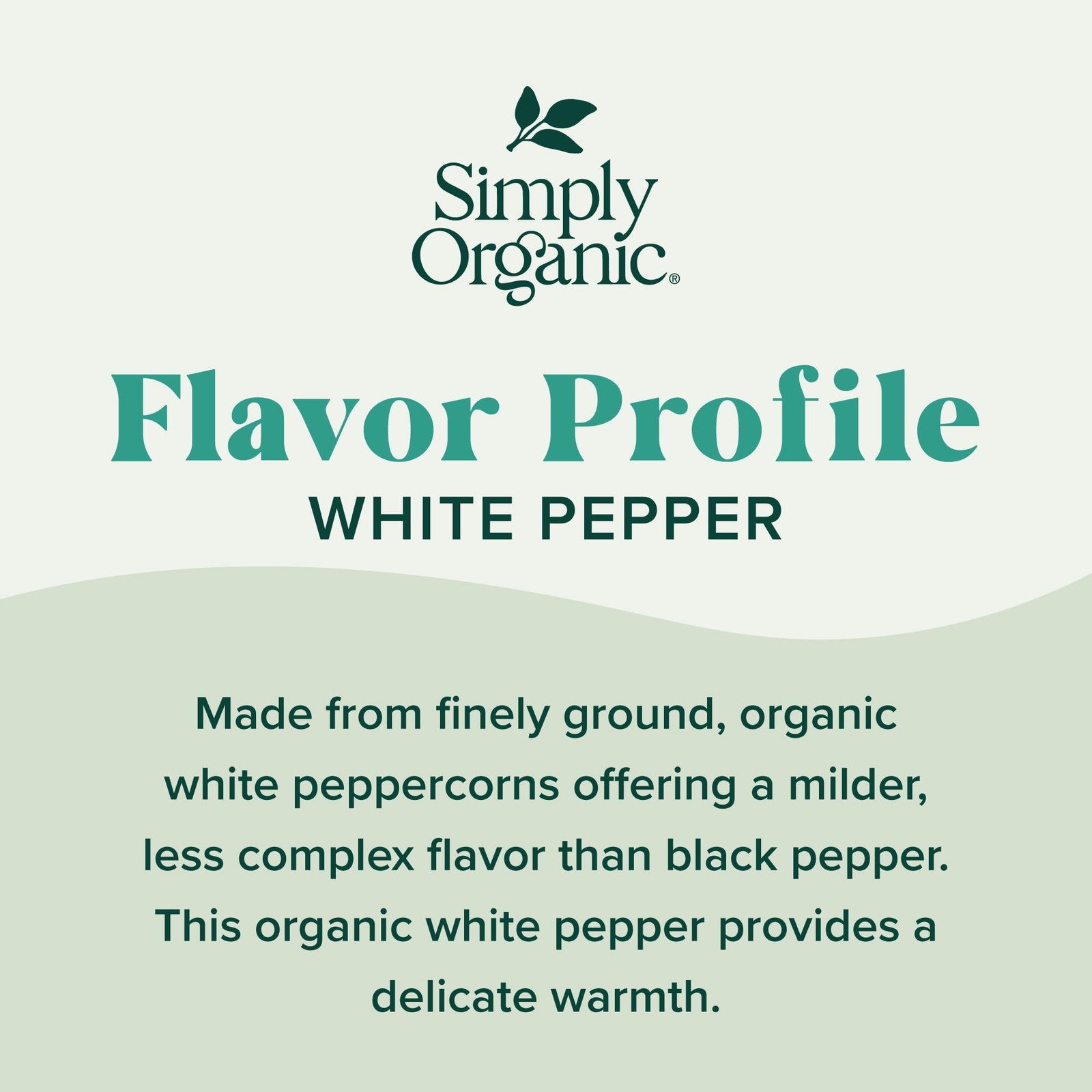 Simply Organic White Pepper 2.86 Ounce Jar Milder Earthy Flavor for Sauces