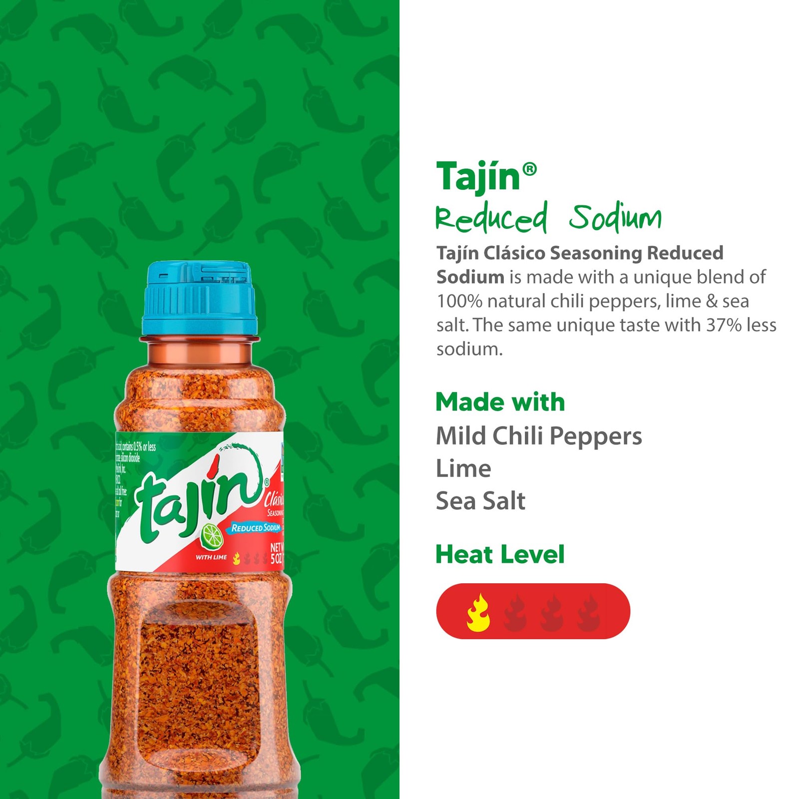 Tajin Clásico Reduced Sodium Seasoning, Authentic Mexican 5 Ounce (Pack of 1)