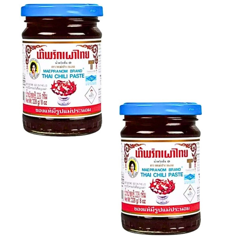 Maepranom Thai Chili Paste Nam Prik Pao for Cooking 228g 8oz Authentic X 2 / Set
