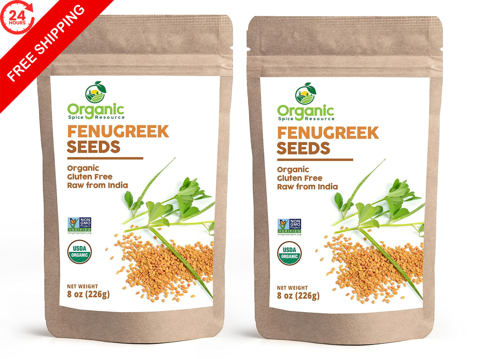 Organic Fenugreek Seeds | 16 Ounce Pack of 2 | USDA 8 (Pack 2)