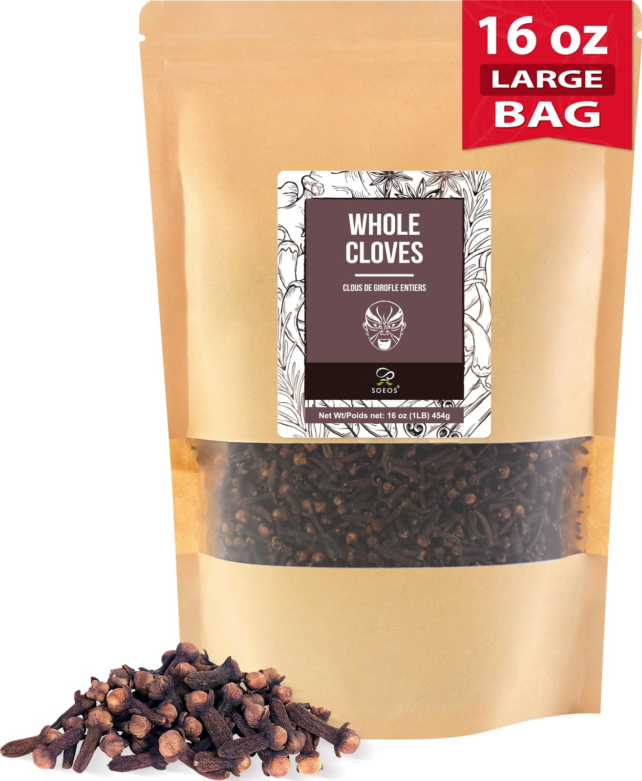 Soeos Whole Cloves 16 Ounce Bulk, Premium Quality Fresh Hand Picked Cloves Wh…