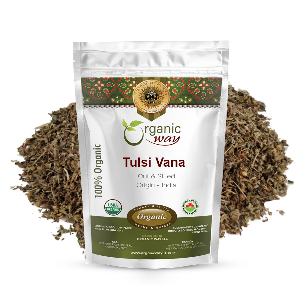 Organic Way Tulsi Vana (Holy Basil) Cut & Sifted – Kosher & USDA Certified