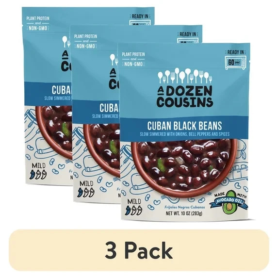 A Dozen Cousins Cuban Black Beans – Plant Based Protein, Vegan (Pack of 3)