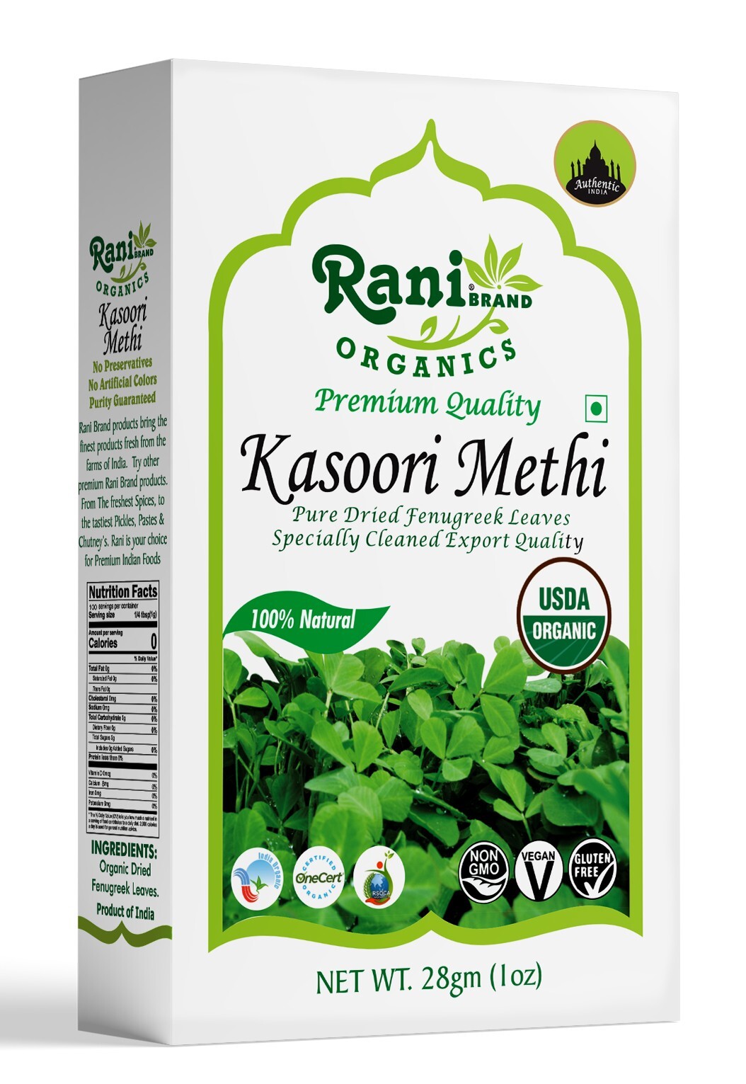 Rani Organic Fenugreek Leaves Dried (Kasoori Methi) 1oz (28g)