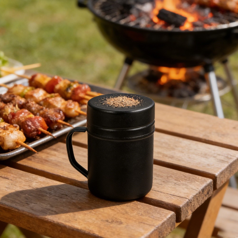 2pcs Stainless Steel BBQ Seasoning Shaker Bottle with Fine Mesh Lid & Handle,