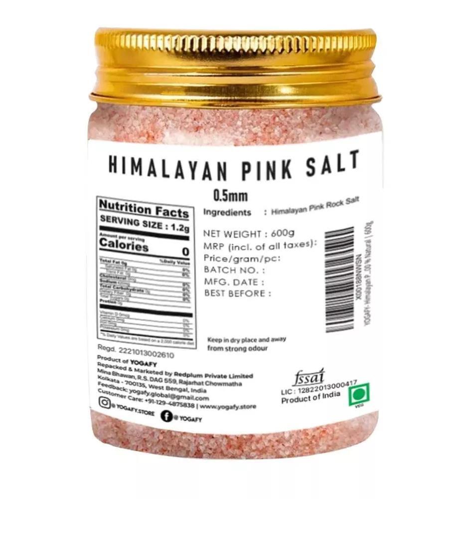 YOGAFY- Himalayan Pink Salt – 600 gm || HEALTHY Salt Packed with 84 Minerals ||