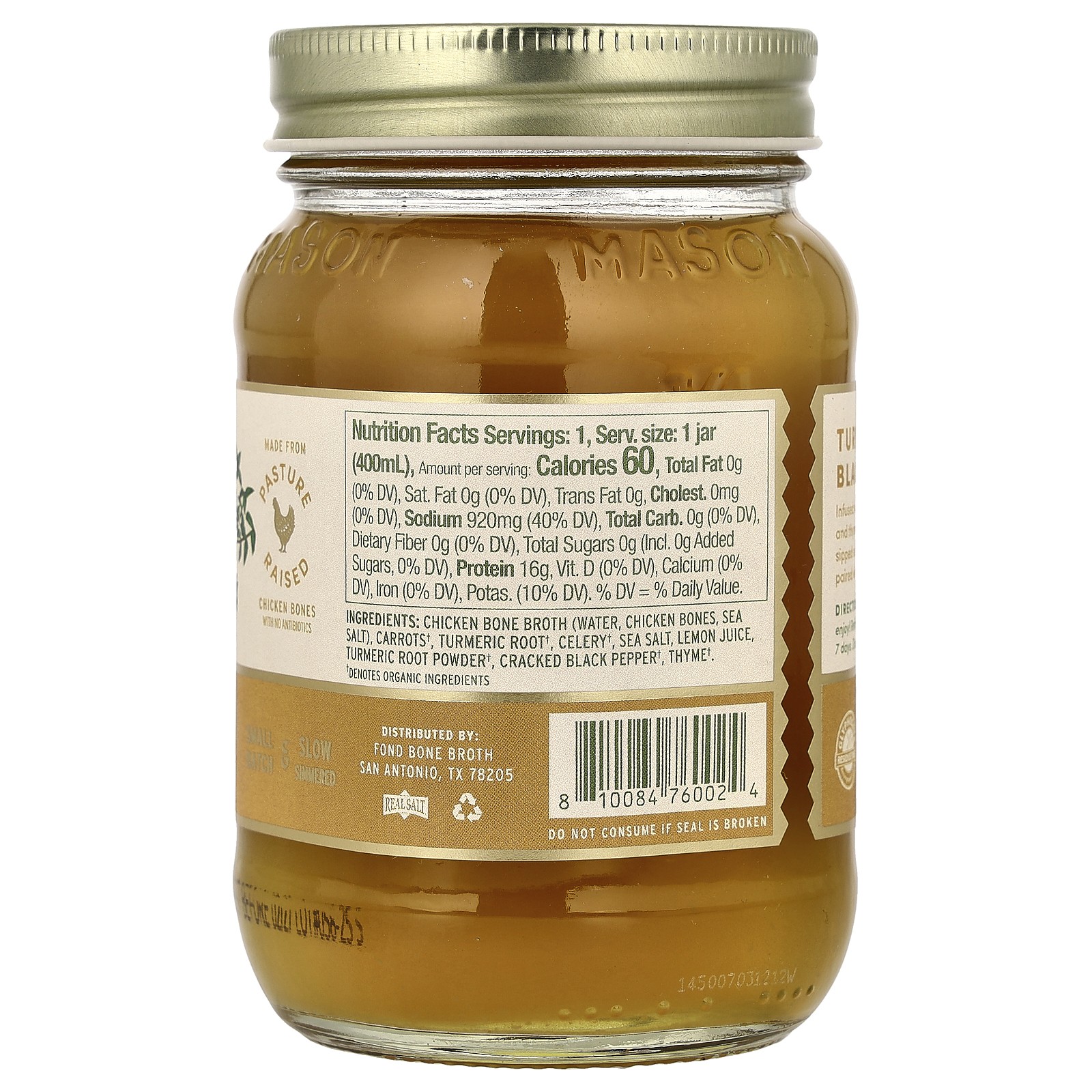 Chicken Bone Broth, Turmeric & Black Pepper, 14 fl oz (400 ml)