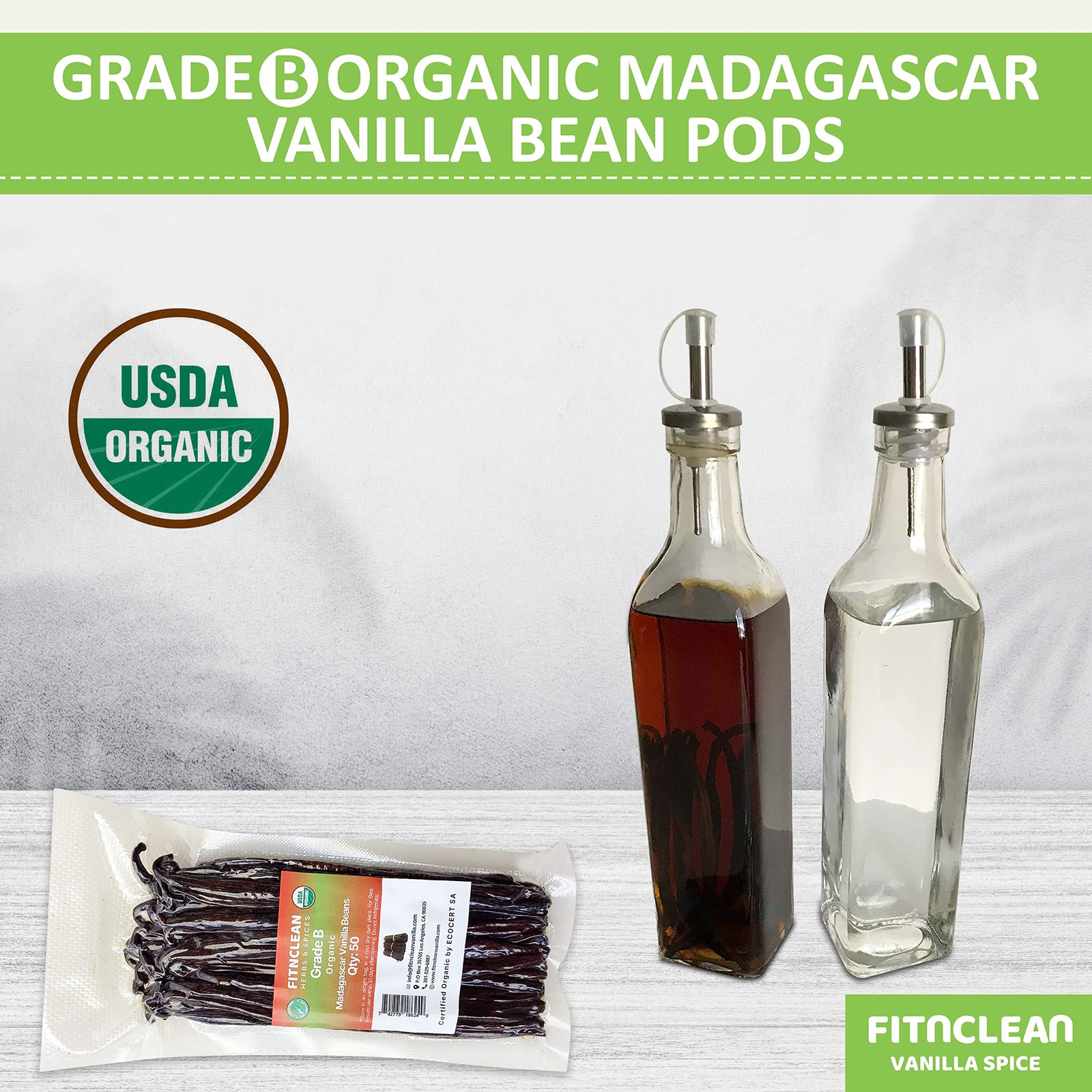 50 Madagascar Organic Vanilla Beans Grade B – USDA Certified Non-GMO