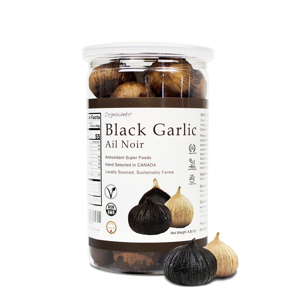 Orgnisulmte Black Garlic Made in Canada Whole 8.82 Ounce (Pack of 1)
