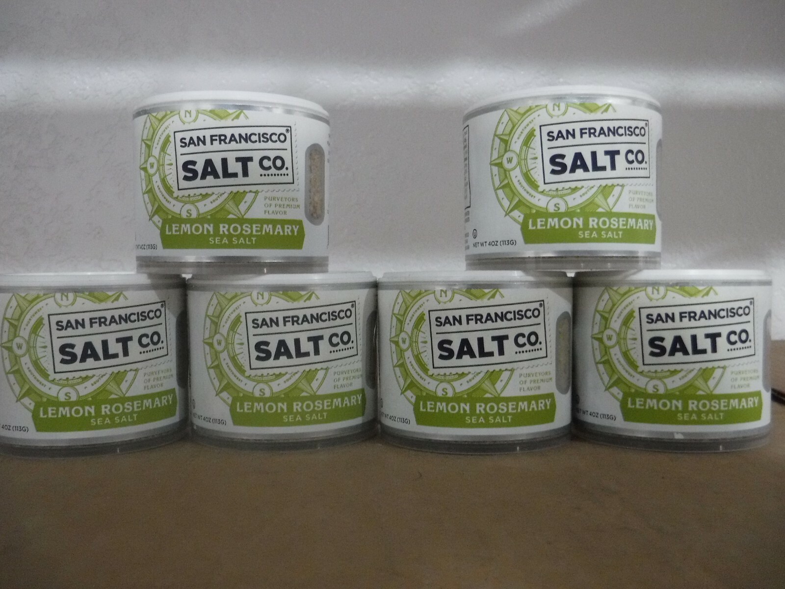 BOX OF 6)San Francisco Artisan Gourmet Sea Salt Lemon Rosemary 4 OZ EXP11/25/22.