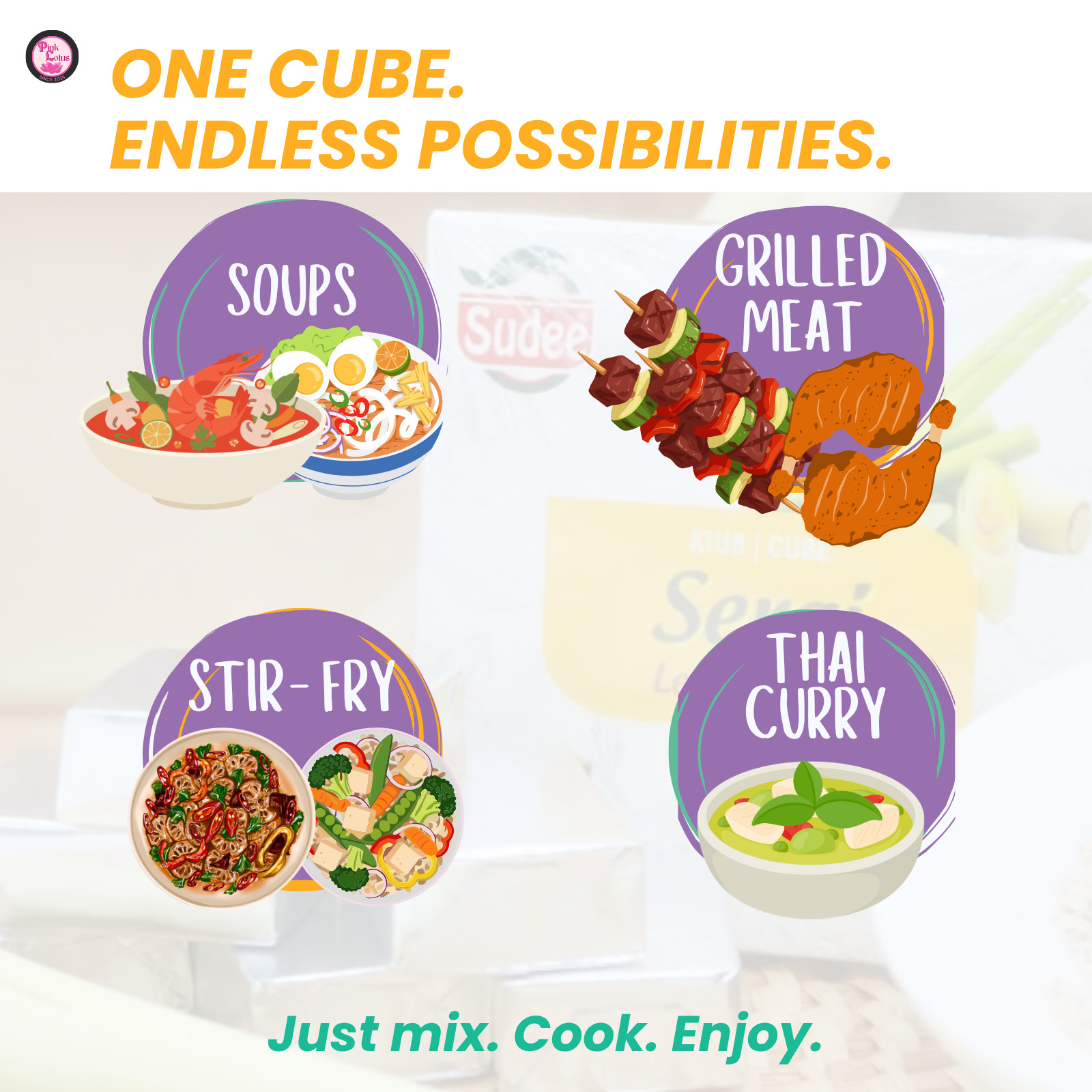 Sudee Lemongrass Cube (54g) | Halal | Southeast Asian Cooking Seasoning