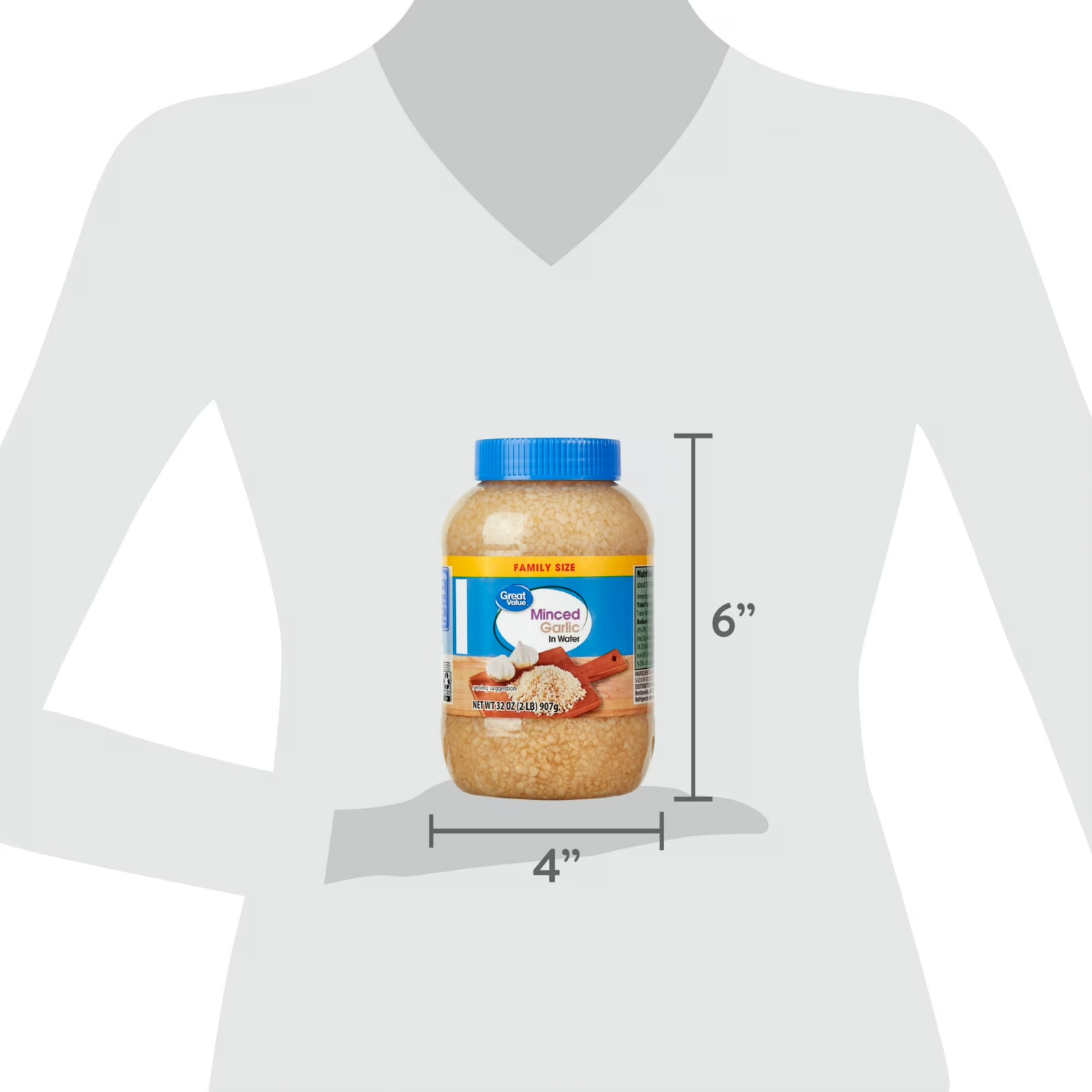 Great Value Family Size Minced Garlic in Water, 32 oz Jar