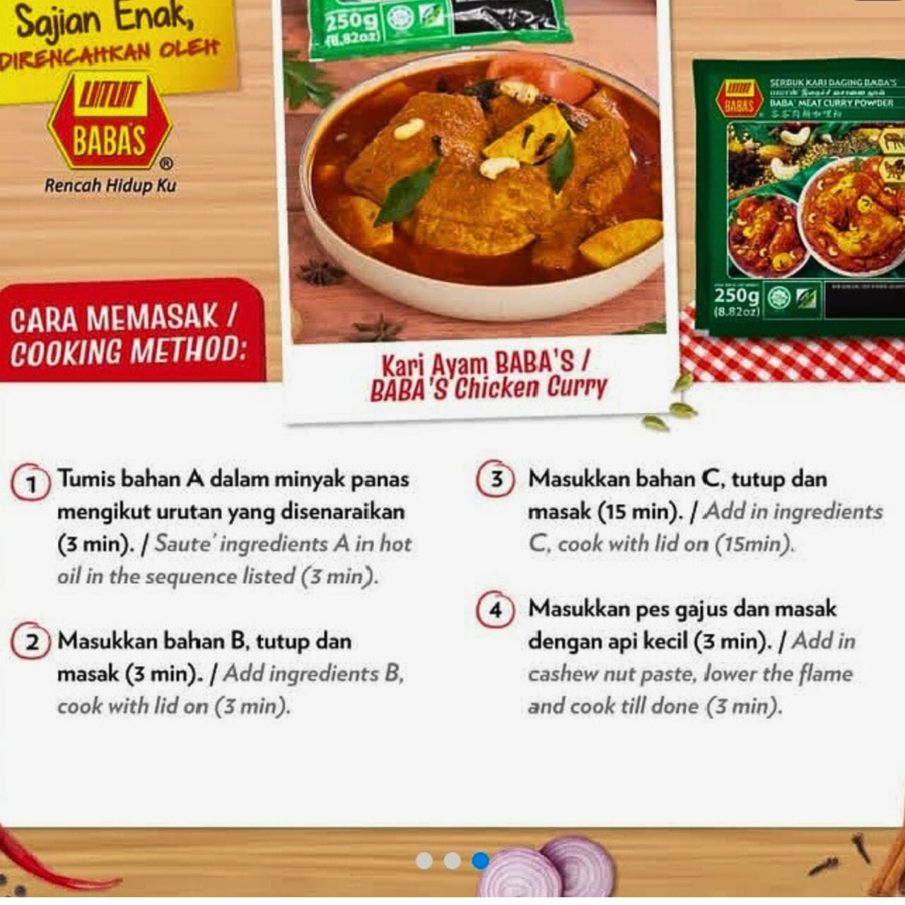 4X BABA’S Authentic Meat Chicken Curry Powder Spices Cuisine 250g (8.82oz)