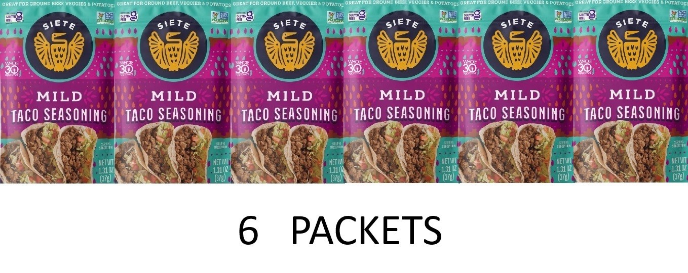 SIETE TACO Seasoning MILD Mix 1.31 oz Packet GLUTEN FREE – 6 PACKETS