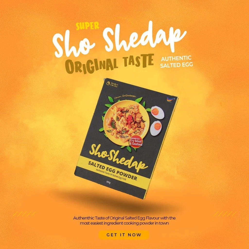1 Pack ShoShedap Golden Salted Egg Powder 100g Flavours Original, Cheezy & Spicy