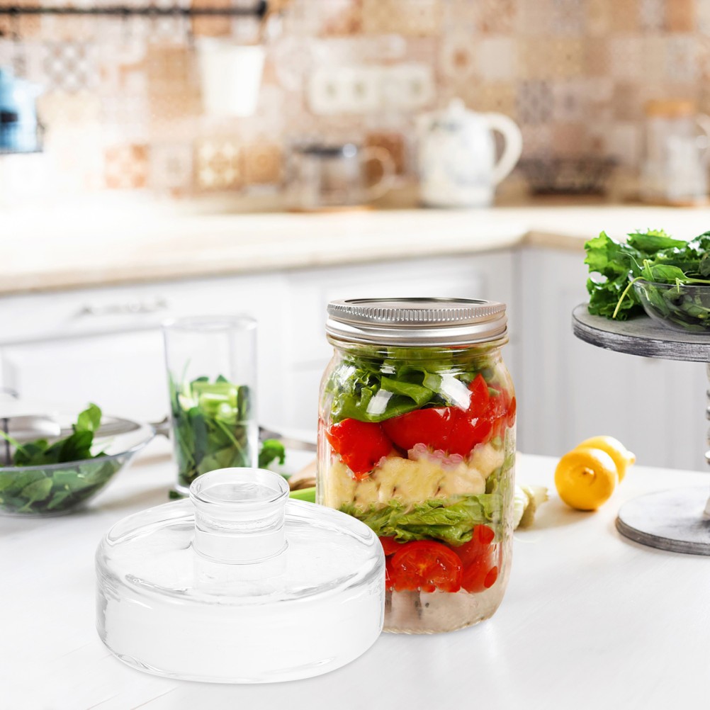 2Pcs Reusable Glass Fermentation Weights for Wide Mouth Mason Jars with Handle