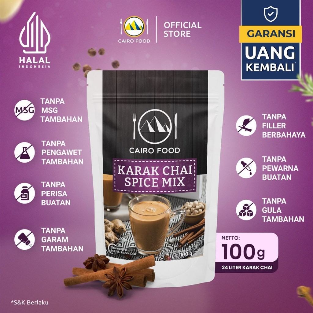 Karak Chai Powder Ingredient No MSG Chai Spice Botanical Floral Notes Hibiscus