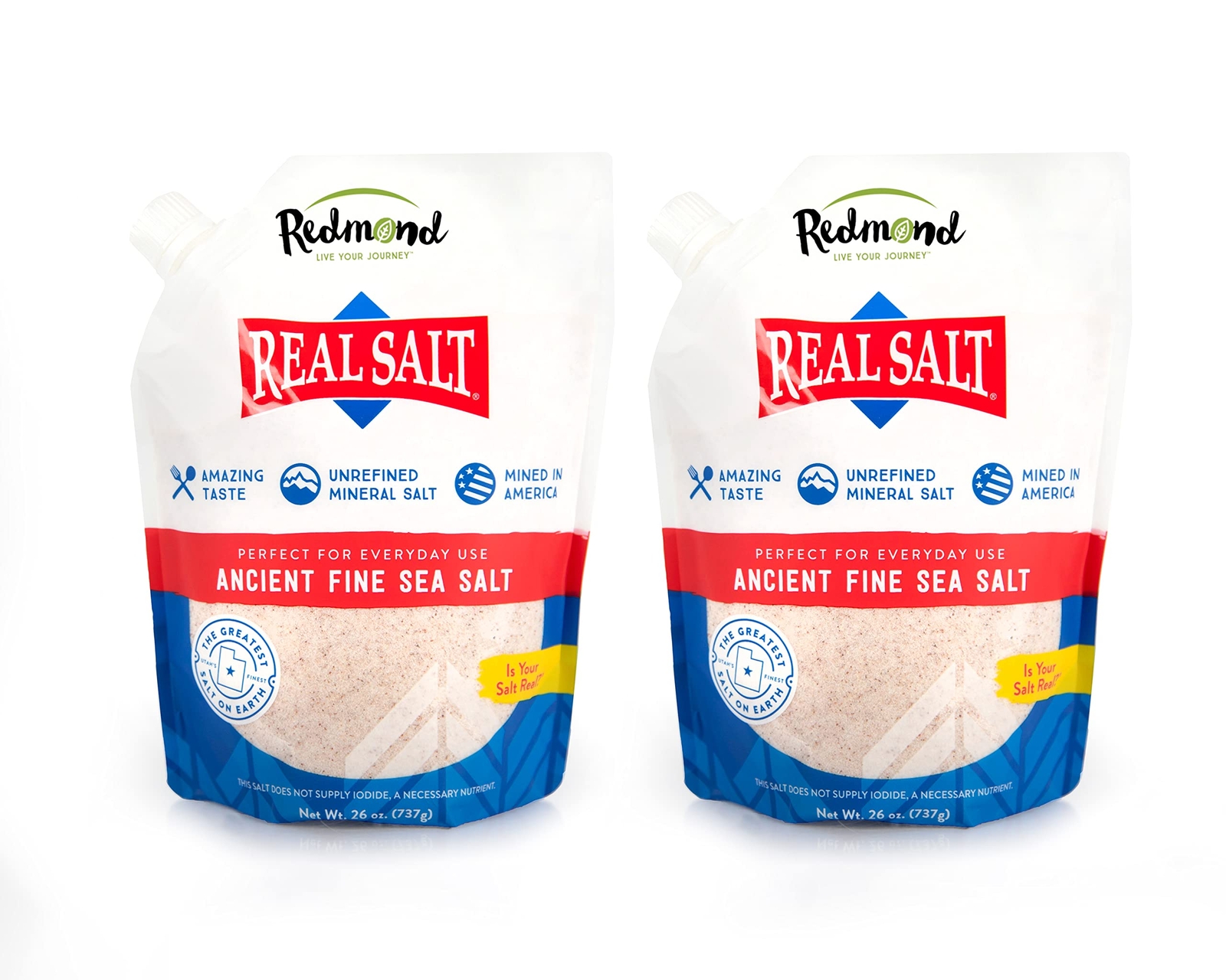 Real Salt Natural Sea Salt Pack of 2 26 Ounce Unrefined Trace Minerals