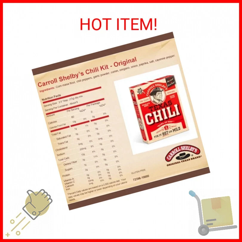 Carroll Shelby’s Original Texas Brand Chili Kit 3.65oz Box (Pack of 8)