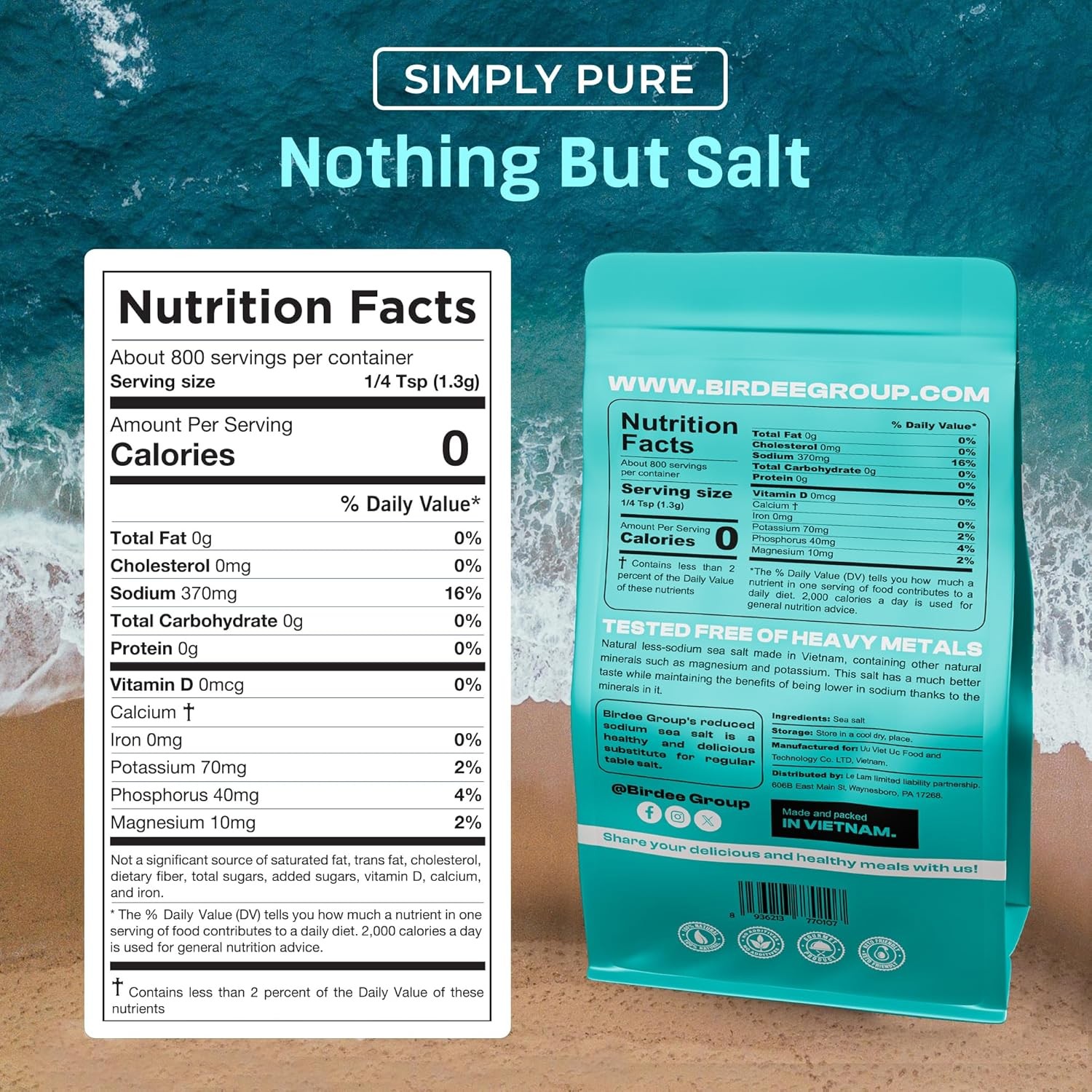 Birdee Baja Mineral Sea Salt – 35.2 oz, Abundant with Ounce (Pack of 1)