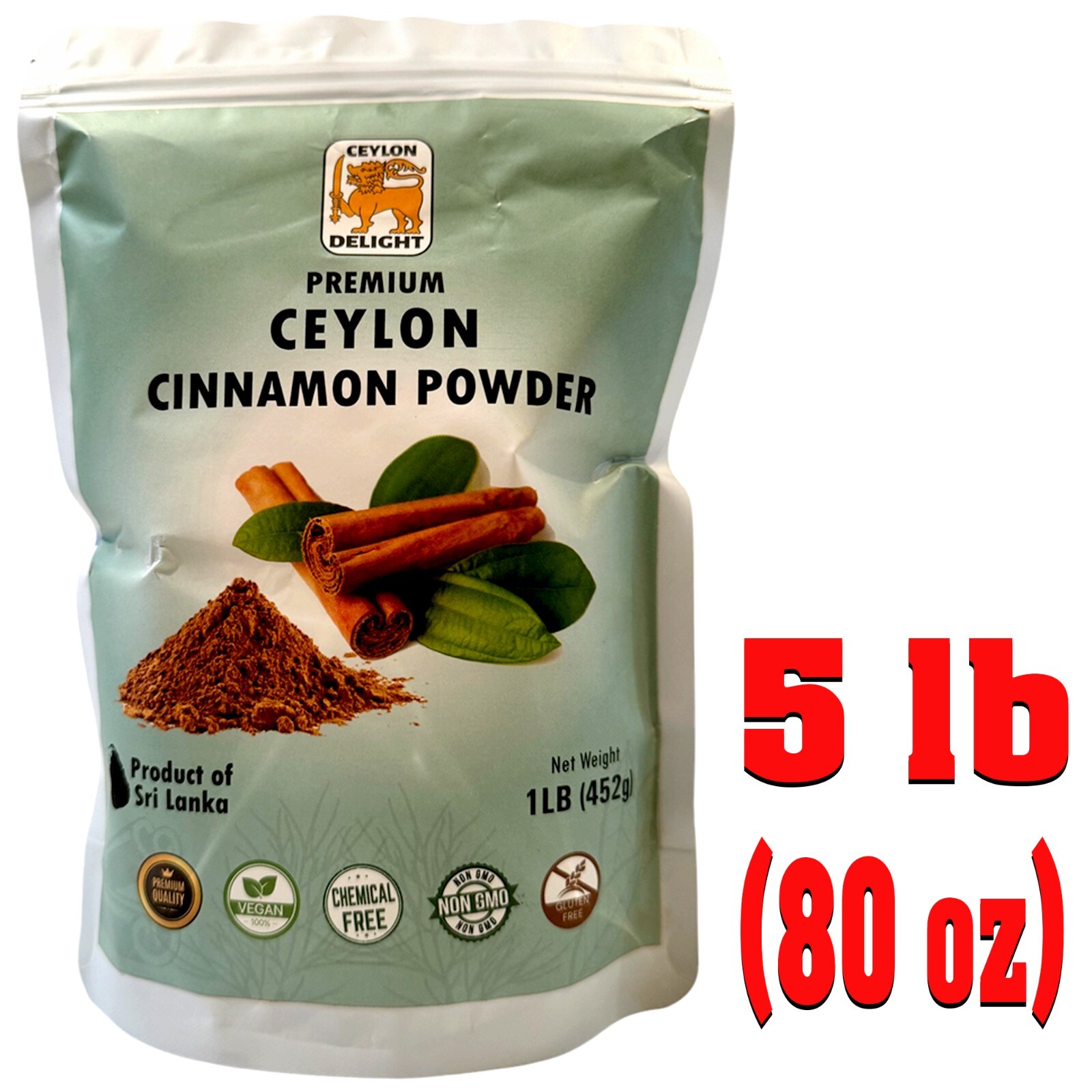 Premium Ceylon Cinnamon Powder, 80 Oz / 5 LB