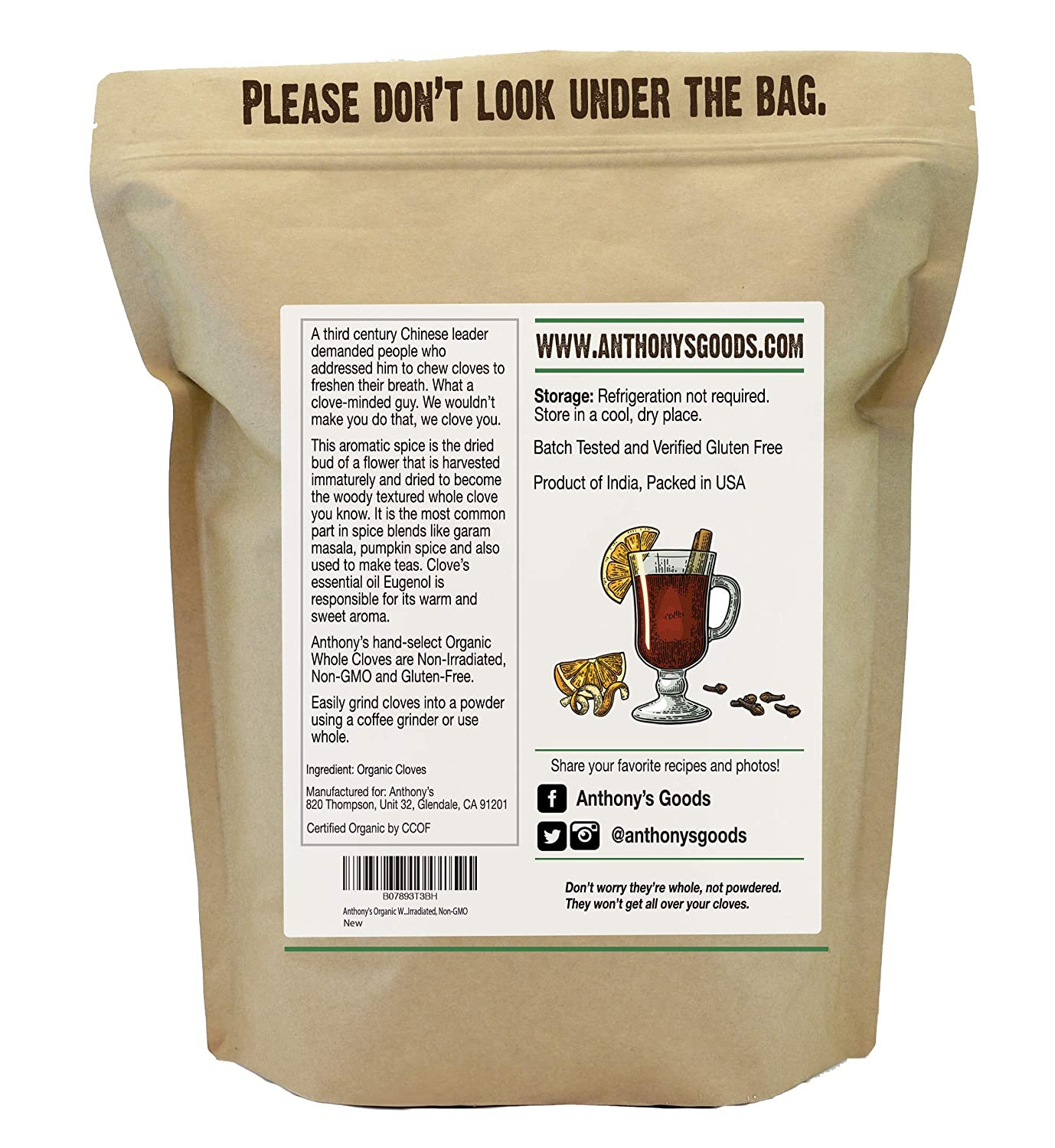 Anthony’S Organic Whole Cloves, 1 Lb, Gluten Free, Non GMO, Non Irradiated, Keto