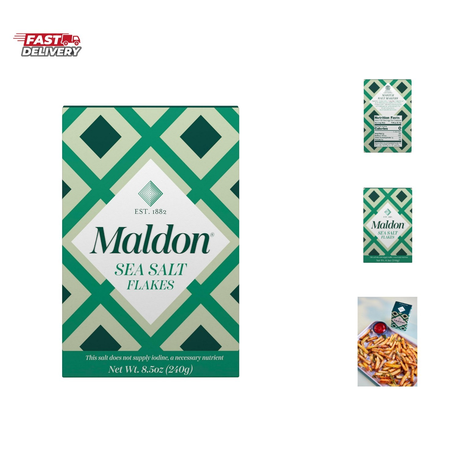 Maldon Salt, Sea Salt Flakes, 8.5 oz 240 g, Kosher, Natural, Unique Gourmet P…