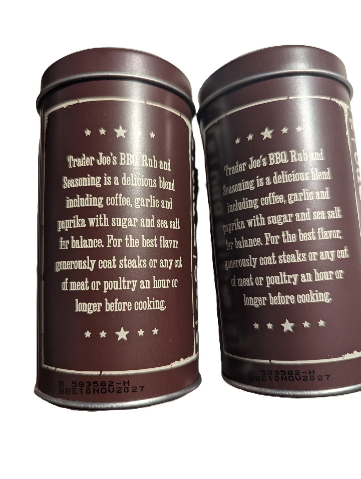 2 Trader Joe’s BBQ Rub & Seasoning w/Coffee & Garlic in Can Aug 2027 free shipng