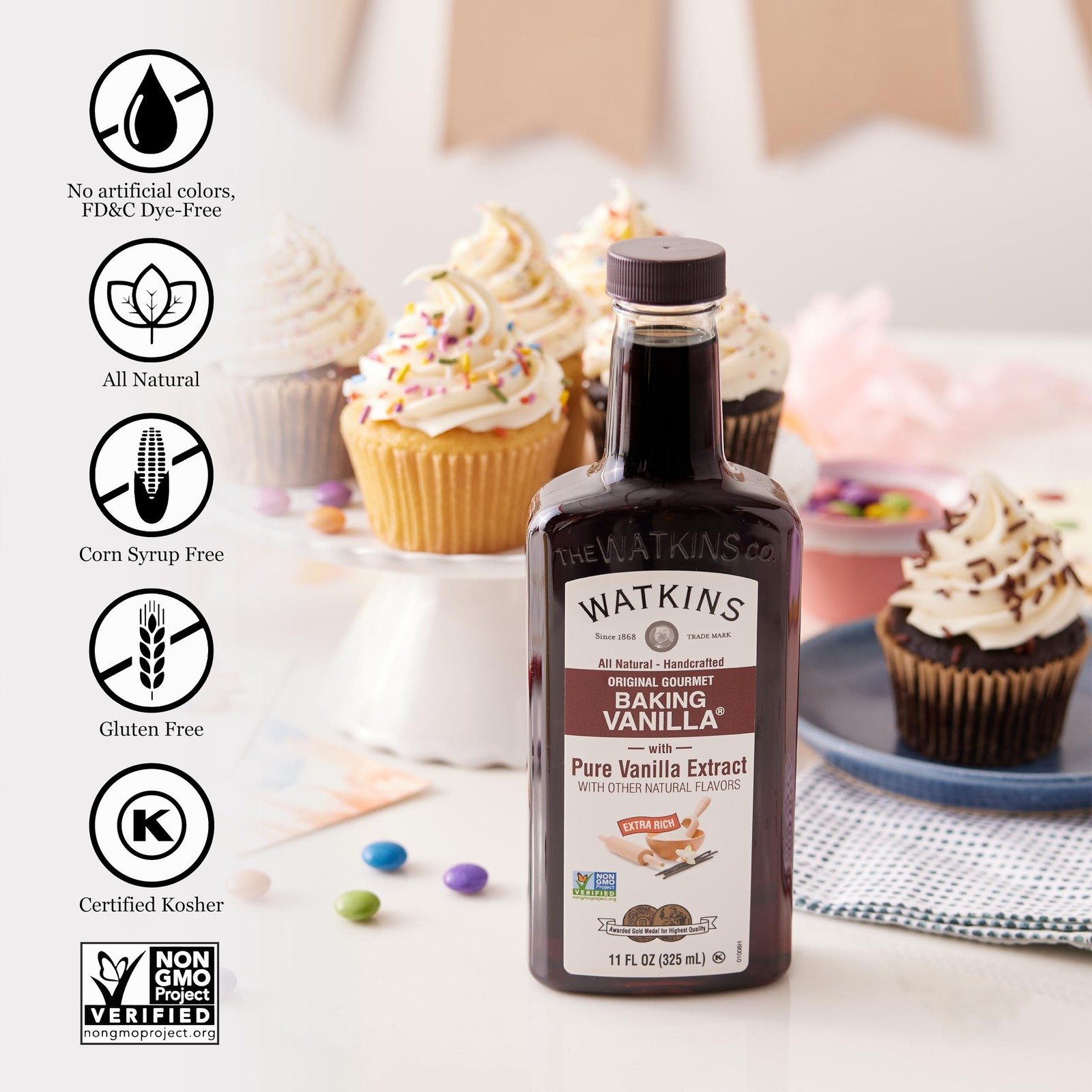 Watkins Extract Vanilla Gourmet Baking 11.0 fl oz (Pack of 12)