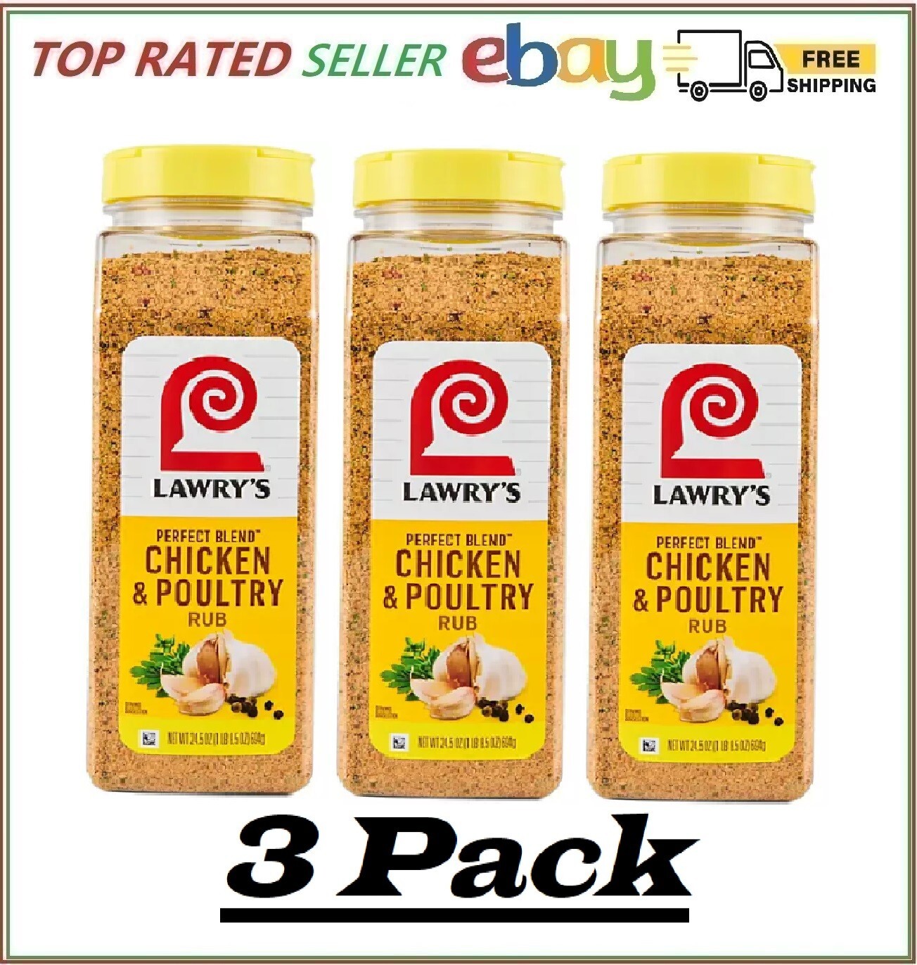 3 Pack – Lawry’s Chicken & Poultry Rub Seasoning 24.5 oz.